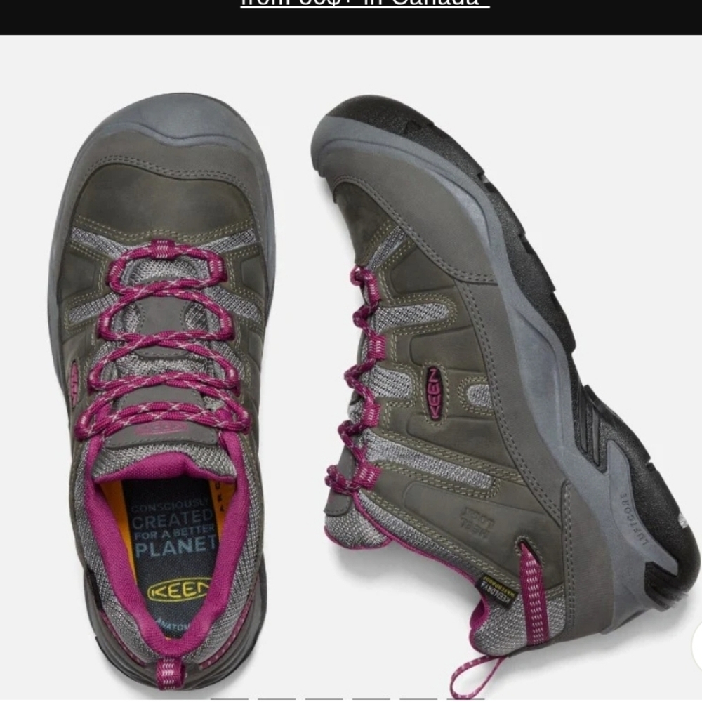 Keen Hiking Shoes Circadia WP Womens Size 7 Steel Gray Boysenberry